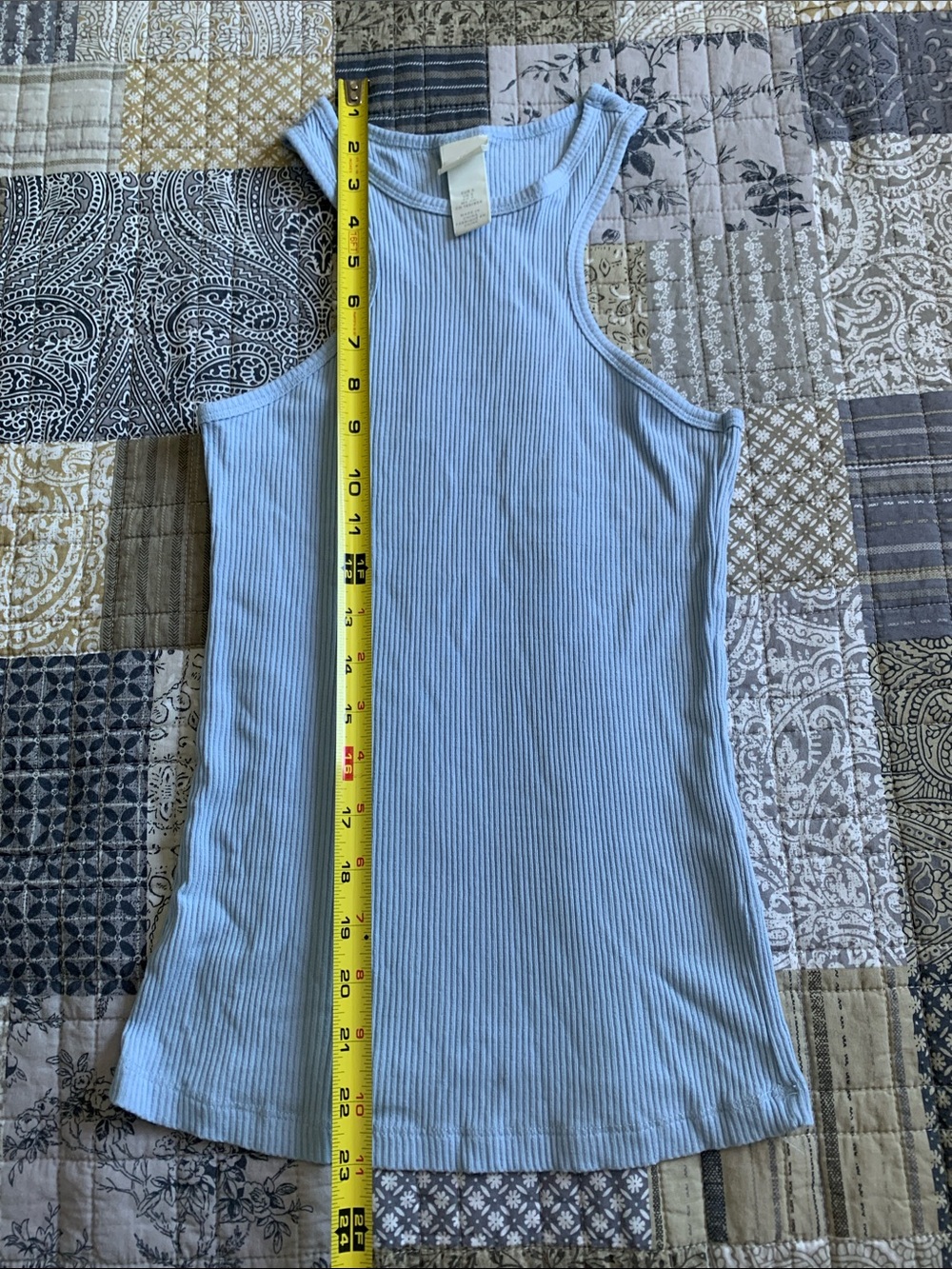H&M Ribbed Racerback Tank Top - Light Blue - Picture 5 of 6